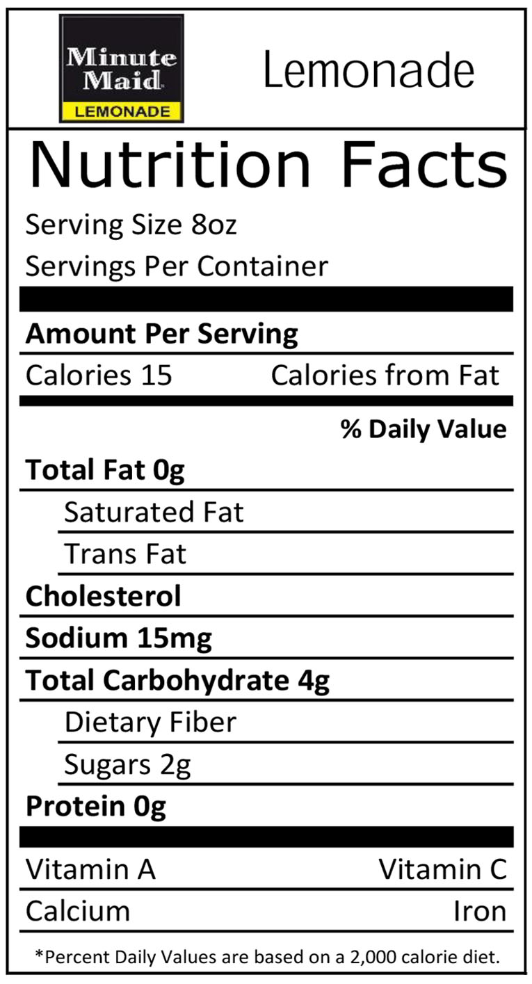 Minute Maid Lemonade Nutrition Label Juleteagyd